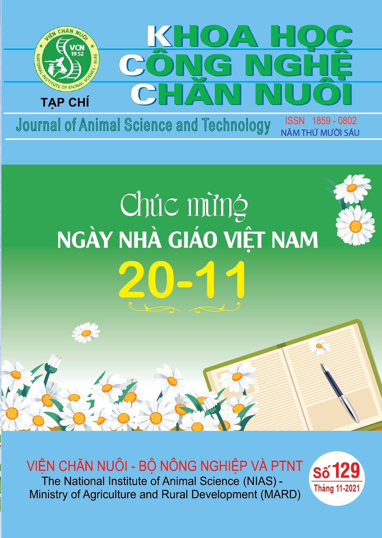                     Xem Số 129 (2021): Tạp chí Khoa học Công nghệ Chăn nuôi số 129 (Tháng 11/2021)
                